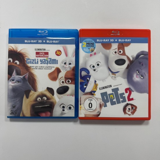 EVCIL HAYVANLARIN GIZLI YASAMI 1 - 2 3D2D BLU RAY SET ( 4 DISK )