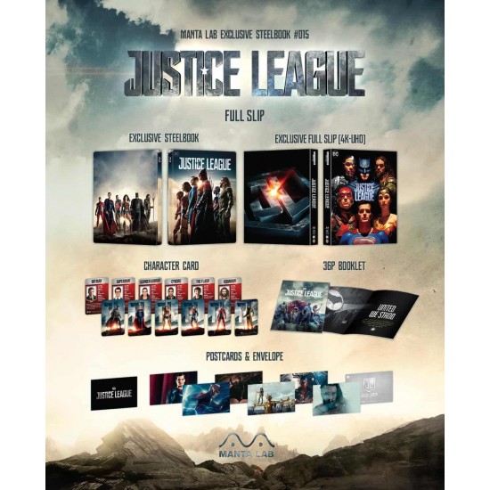 JUSTICE LEAGUE MANTALAB EXCLUSIVE LIMITED EDITION FULLSLIP STEELBOOK 4K UHD + BLU RAY JUSTICE LEAGUE MANTALAB EXCLUSIVE LIMITED EDITION FULLSLIP STEELBOOK 4K UHD + BLU RAY