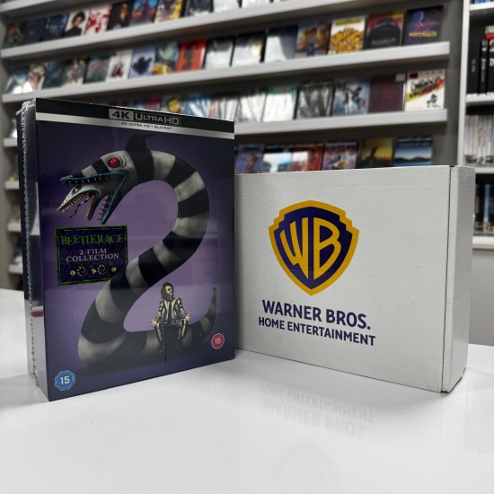 BEETLEJUICE 2 FILM COLLECTION - LIMITED COLLECTOR'S EDITION STEELBOOK 4K UHD + BLU RAY GIFT SET ( 4 DISC ) INC. BEETLEGEUSE LIGHT-UP SIGN